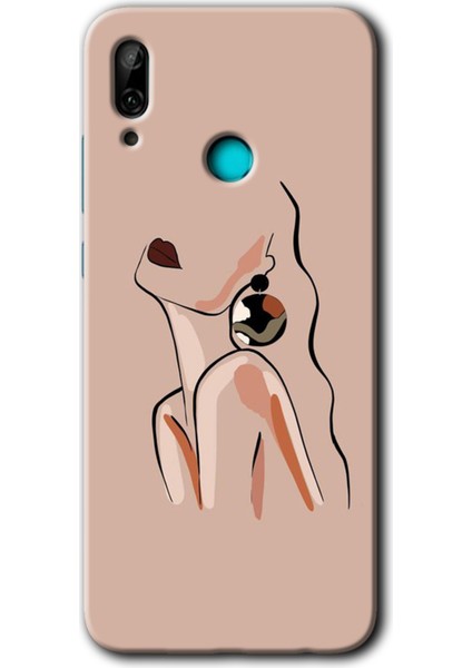 Huawei P Smart 2019 Kılıf Hd Desen Baskılı Arka Kapak + Temperli Cam - Çizim Silüet