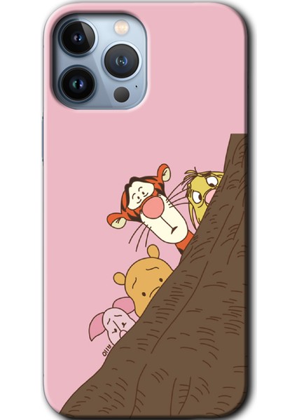 iPhone 13 Pro Max Kılıf Hd Desen Baskılı Arka Kapak + Temperli Cam - Winnie The Pooh