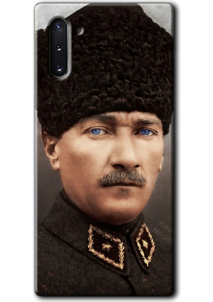 Samsung Galaxy Note 10 Kılıf Hd Desen Baskılı Arka Kapak + Temperli Cam - Başkomutan Atatürk