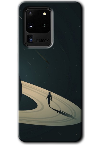 Samsung Galaxy S20 Ultra Kılıf Hd Desen Baskılı Arka Kapak + Temperli Cam - Space Planet