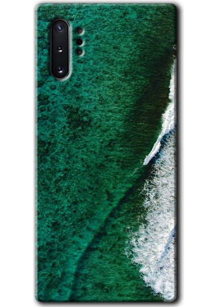 Samsung Galaxy Note 10 Plus Kılıf Hd Desen Baskılı Arka Kapak + Temperli Cam - Yeşil Okyanus