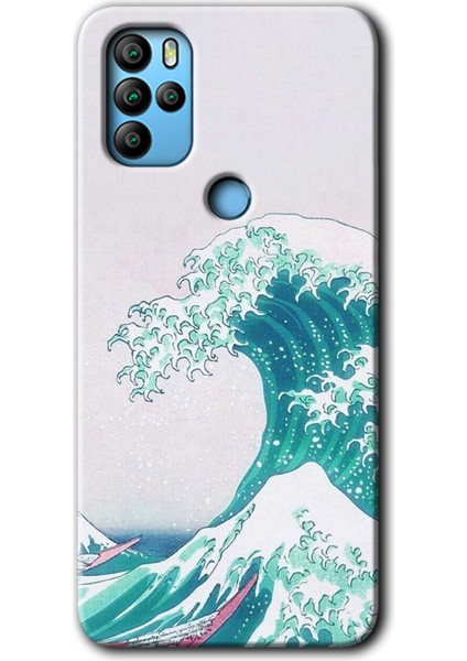 General Mobile Gm 21 Pro Kılıf Hd Desen Baskılı Arka Kapak + Temperli Cam - Dalga