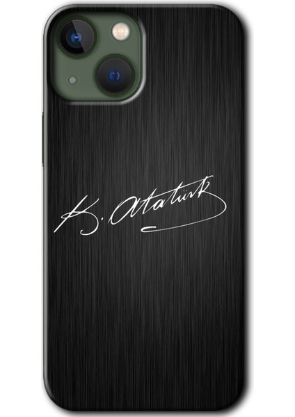 iPhone 13 Mini Kılıf Hd Desen Baskılı Arka Kapak + Temperli Cam - Imza Atatürk