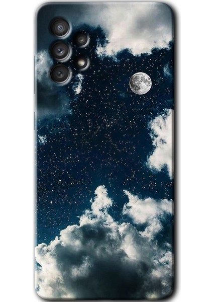 Samsung Galaxy A13 Kılıf Hd Desen Baskılı Arka Kapak + Temperli Cam - Gece Gökyüzü