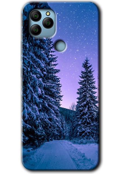 General Mobile Gm 22 Kılıf Hd Desen Baskılı Arka Kapak + Temperli Cam - Kış Manzarası