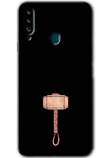 Samsung Galaxy A20S Kılıf Hd Desen Baskılı Arka Kapak + Temperli Cam - Thor Çekiç