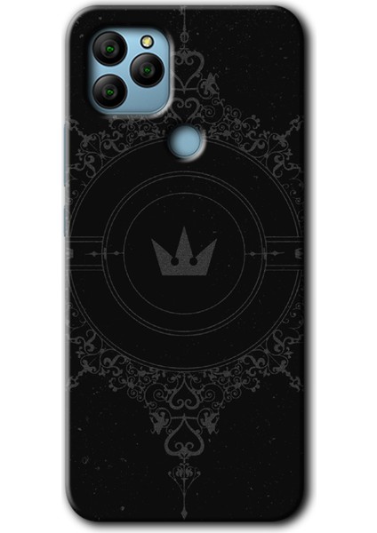 General Mobile Gm 22 Kılıf Hd Desen Baskılı Arka Kapak + Temperli Cam - Siyah Mandala 1