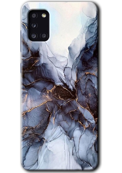 Samsung Galaxy A31 Kılıf Hd Desen Baskılı Arka Kapak + Temperli Cam - Otantik Mermer
