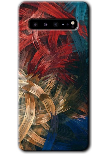 Samsung Galaxy S10 Plus Kılıf Hd Desen Baskılı Arka Kapak + Temperli Cam - Karma Boyalar