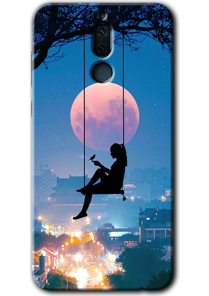 Huawei Mate 10 Lite Kılıf Hd Desen Baskılı Arka Kapak + Temperli Cam - Yalnız Kadın