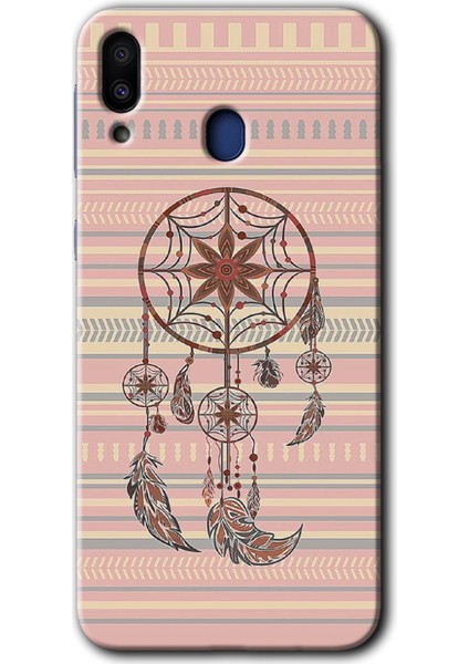 Samsung Galaxy M10 Kılıf Hd Desen Baskılı Arka Kapak + Temperli Cam - Mandala Retro