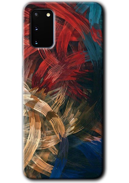 Samsung Galaxy S20 Kılıf Hd Desen Baskılı Arka Kapak + Temperli Cam - Karma Boyalar