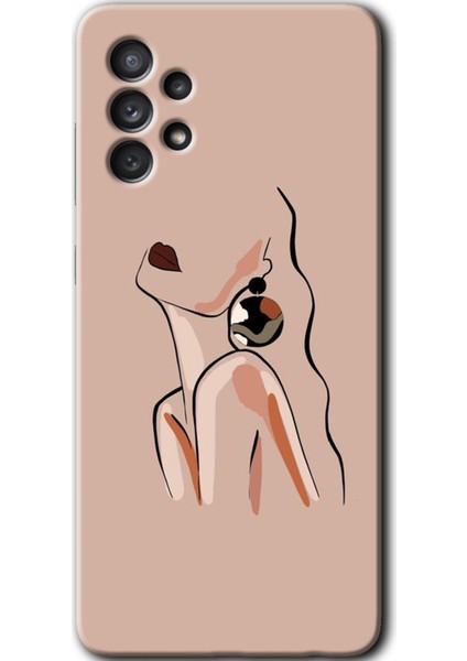 Samsung Galaxy A53 Kılıf Hd Desen Baskılı Arka Kapak + Temperli Cam - Çizim Silüet