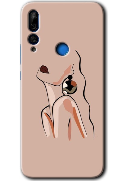 Huawei Y9 Prime 2019 Kılıf Hd Desen Baskılı Arka Kapak + Temperli Cam - Çizim Silüet