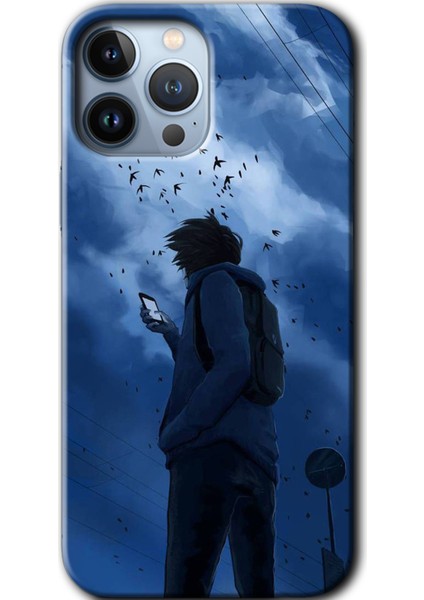 iPhone 13 Pro Max Kılıf Hd Desen Baskılı Arka Kapak + Temperli Cam - Sonbahar Yalnızlığı