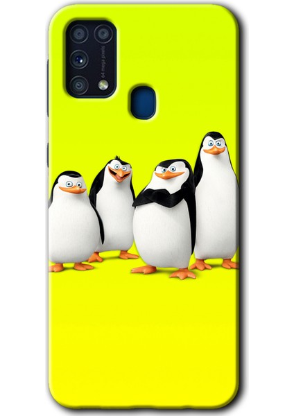 Samsung Galaxy M31 Kılıf Hd Desen Baskılı Arka Kapak + Temperli Cam - Penguenler