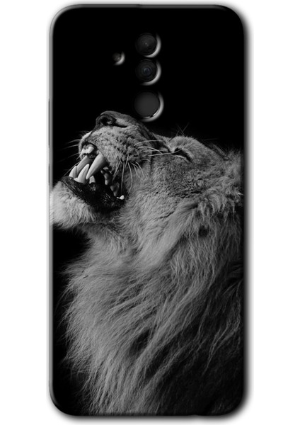 Huawei Mate 20 Lite Kılıf Hd Desen Baskılı Arka Kapak + Temperli Cam - Lion