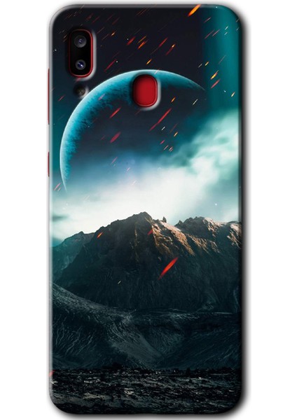 Samsung Galaxy A30 Kılıf Hd Desen Baskılı Arka Kapak + Temperli Cam - Uzay Gökyüzü