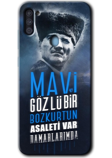 Samsung Galaxy A11 Kılıf Hd Desen Baskılı Arka Kapak + Temperli Cam - Bozkurt Atatürk