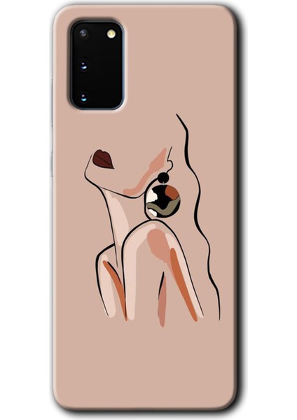 Samsung Galaxy S20 Kılıf Hd Desen Baskılı Arka Kapak + Temperli Cam - Çizim Silüet