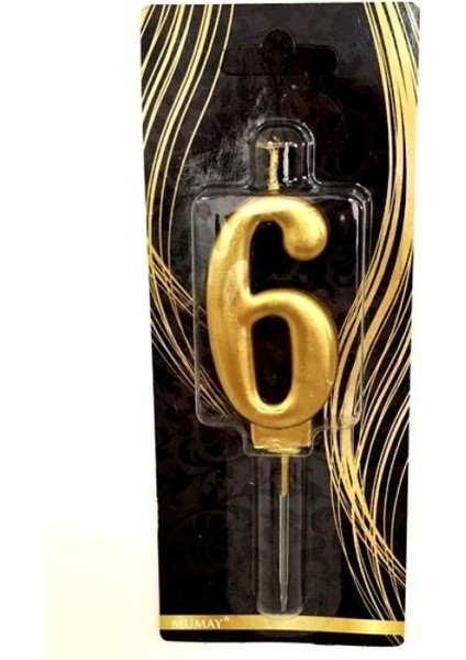 6 Yaş Gold Rakam Mum