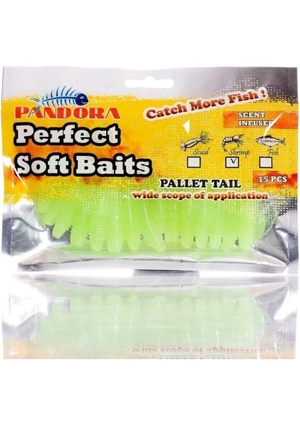 Pandora Perfect Soft Baits Pallet Tail 5 cm (15'li Paket) Glow