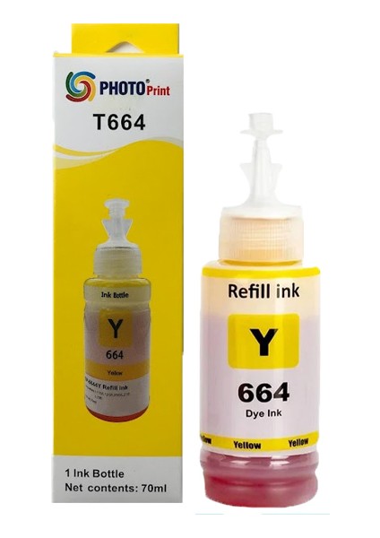 Epson 664 T6644 L200 Uyumlu Sarı Ithal Muadil Mürekkep 70 ml