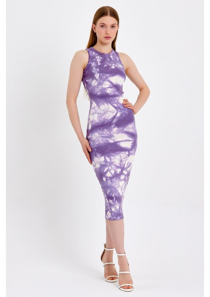 Batik Yıkamalı Mor Örme Elbise