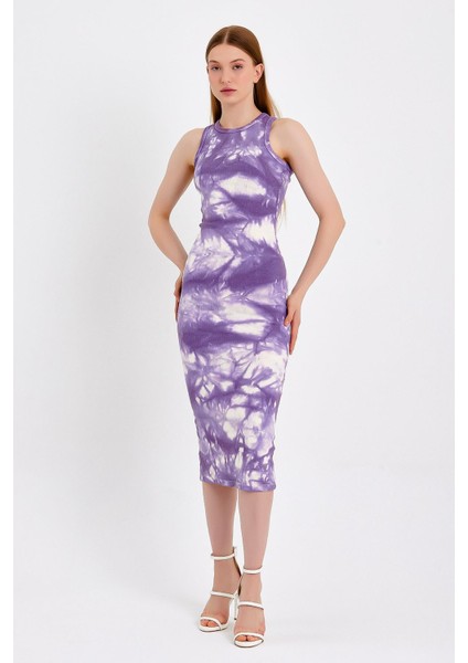 Batik Yıkamalı Mor Örme Elbise