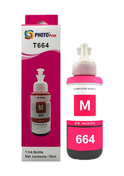 Photo Print Epson Ecoprınt L365  664 T6643 Uyumlu Kırmızı Muadil Mürekkep 70 ml