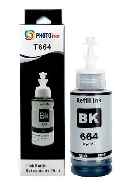 Epson Ecoprınt L3060 664 T6641 Uyumlu Siyah Muadil Mürekkep 70 ml