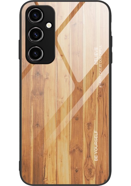 Samsung Galaxy A54 5g Ahşap Desenli Telefon Kılıfı Temperli Cam Tpu Çerçeve Şok Koruyucu Kapak (Yurt Dışından)