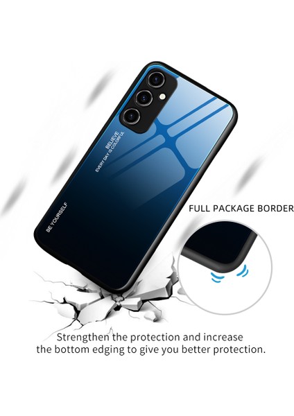 Samsung Galaxy A54 5g Için Gradyan Renkli Telefon Kılıfı, Temperli Cam + Pc + Tpu Anti-Kayma Telefon Kapağı (Yurt Dışından)