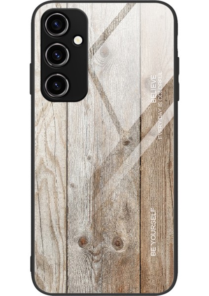 Samsung Galaxy A54 5g Ahşap Desenli Telefon Kılıfı Temperli Cam Tpu Çerçeve Şok Koruyucu Kapak (Yurt Dışından)