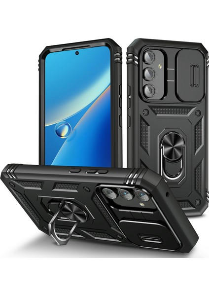 Samsung Galaxy A54 5g Pc Tpu Case Kickstand Şok Geçirmez Kapak Kart Yuvası, Lens Guard (Yurt Dışından)
