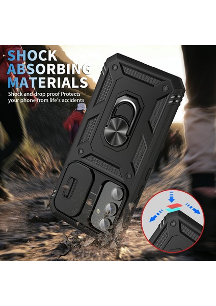 Samsung Galaxy A54 5g Pc Tpu Case Kickstand Şok Geçirmez Kapak Kart Yuvası, Lens Guard (Yurt Dışından)