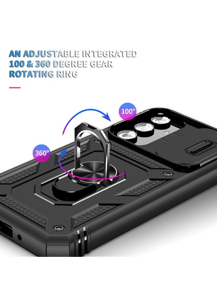 Samsung Galaxy A54 5g Pc Tpu Case Kickstand Şok Geçirmez Kapak Kart Yuvası, Lens Guard (Yurt Dışından)