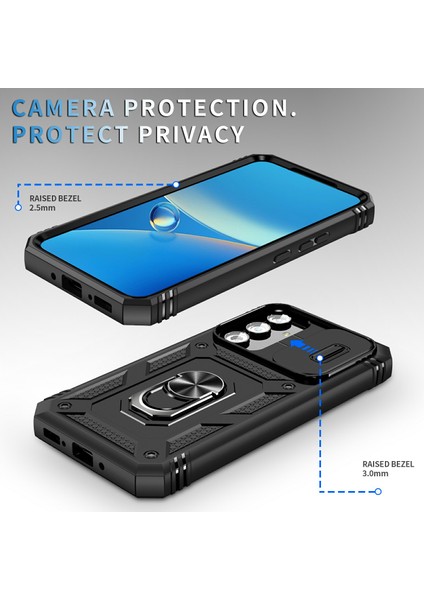 Samsung Galaxy A54 5g Pc Tpu Case Kickstand Şok Geçirmez Kapak Kart Yuvası, Lens Guard (Yurt Dışından)