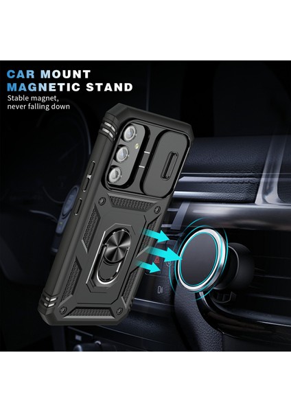 Samsung Galaxy A54 5g Pc Tpu Case Kickstand Şok Geçirmez Kapak Kart Yuvası, Lens Guard (Yurt Dışından)