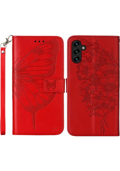Yb Samsung Galaxy A54 5g Pu Deri Stand Telefon Kapağı Kelebek Çiçeği Için Baskı Seri-4 Basılı Tam Koruma Cüzdan Kılıfı El Kayışı (Yurt Dışından)
