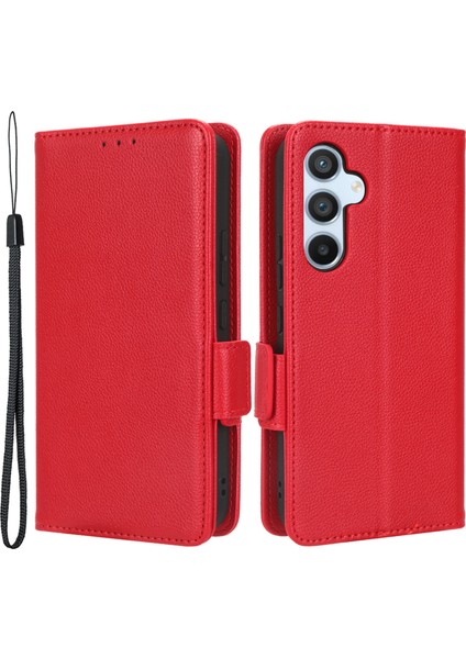 Samsung Galaxy A54 5g Cep Telefonu Kapağı Cüzdan Standı Litchi Doku Pu Deri Çift Manyetik Toka Telefon Kılıfı (Yurt Dışından)