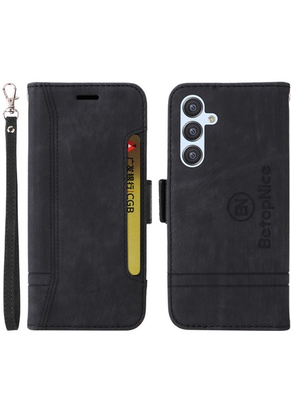 Betopnice 001 Samsung Galaxy A54 5g Pu Deri Kılıf Damla Koruması Baskılı Hat Çizgisi Dikiş Cüzdan Stand Cep Telefonu Kapağı (Yurt Dışından)