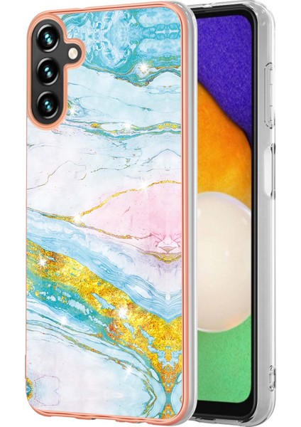 Samsung Galaxy A54 Için 5g Yb Imd Serisi-2 Parmak Izi Ücretsiz Mermer Desenli Telefon Kılıfı Yumuşak Tpu Elektrokaplama Çerçevesi Kabuk Imd Arka Kapak (Yurt Dışından)