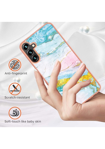 Samsung Galaxy A54 Için 5g Yb Imd Serisi-2 Parmak Izi Ücretsiz Mermer Desenli Telefon Kılıfı Yumuşak Tpu Elektrokaplama Çerçevesi Kabuk Imd Arka Kapak (Yurt Dışından)