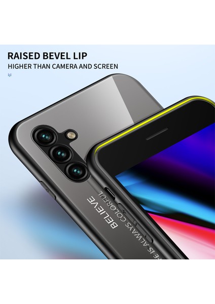 Samsung Galaxy A54 Için 5g Gradyan Renk Yumruğu Geçirmez Telefon Kılıfı Temperlenmiş Cam Sert Pc Yumuşak Tpu Anti-Drop Hibrit Kapak (Yurt Dışından)