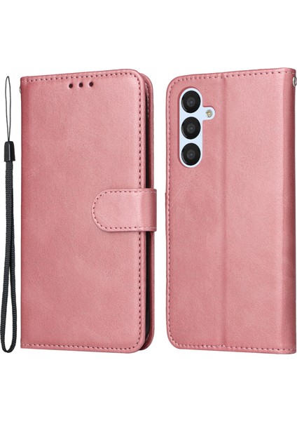 Samsung Galaxy A54 Için 5g Pu Deri Cüzdan Şok Geçirmez Telefon Kapağı Kıta Anti Klasik Buzağı Dokusu Telefon Stand Kılıfı Bilek Kayışı (Yurt Dışından)