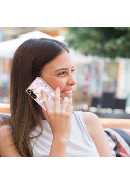 Samsung Galaxy A54 Için 5g Yb Imd Serisi-10 Yüzük Kickstand Güz Koruma Tpu Telefon Kılıfı Imd Iml Mermer Desen Elektrapan Çerçeve Koruyucu Kapak (Yurt Dışından) fırsatları