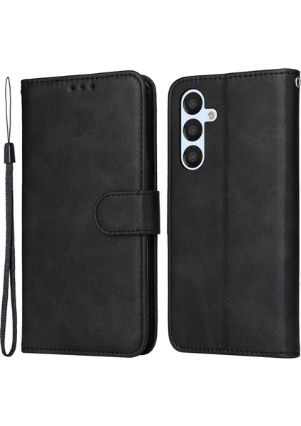 Samsung Galaxy A54 Için 5g Pu Deri Cüzdan Şok Geçirmez Telefon Kapağı Kıta Anti Klasik Buzağı Dokusu Telefon Stand Kılıfı Bilek Kayışı (Yurt Dışından)