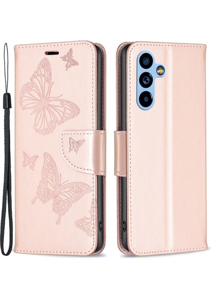 Bf Baskı Desen Serisi-4 Samsung Galaxy A54 5g Pu Deri Basılı Kelebekler Stand Kılıf Önleyici Anti-Drop Telefon Cüzdan Kapağı (Yurt Dışından)