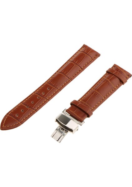 Hızlı Yayın Deri Watch Band Askı Kelebek Dağıtım Toka Toka Kahverengi 20MM (Yurt Dışından)